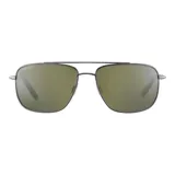 Lentes de sol Serengeti modelo Tellaro 8820, con armazón metálico negro y lentes polarizadas color verde oliva. Diseño aviador con doble puente.