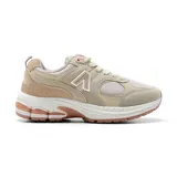 Championes urbanos American Sport Mila, color beige con detalles en blanco y suela marrón.