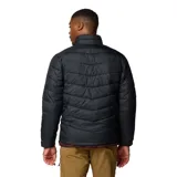 Campera acolchada de hombre con tecnología Omni-Heat Infinity y Omni-Shield, diseñada para ofrecer aislamiento térmico y resistencia al agua. Presenta cierre frontal completo, cuello alto con protección de barbilla, bolsillos laterales y en el pecho con cierre, y puños elásticos.