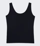 Top de breteles anchos, color marrón oscuro, corte ajustado y escote en U.