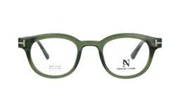 Anteojos de receta Nazareno Corsini modelo 6019, con armazón de acetato en color verde oliva traslúcido y detalles metálicos en las bisagras.