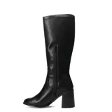 Botas de caña alta Miss Carol Prato, color negro, con hebilla decorativa en la parte superior y taco cuadrado.