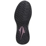 Championes Topper modelo Rod II Wns, color negro con detalles en violeta malva en el talón y la lengüeta. Presentan un diseño deportivo con perforaciones en la parte frontal para mayor ventilación, cierre con cordones y suela de goma blanca con base negra.