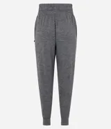 Pantalón jogger deportivo azul marino con cintura elástica ajustable mediante cordón, bolsillos laterales y puños elásticos en los tobillos.