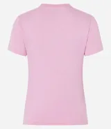 Remera celeste de media malla con cuello redondo y mangas cortas.