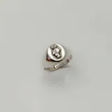 Anillo tipo sello de plata 925 con diseño de búho grabado en la parte superior.
