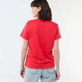 Camiseta de punto de manga corta y cuello redondo, color rojo, de corte clásico y liso.