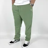 Pantalón de jogging verde oliva de algodón con corte recto y logo bordado en la pierna.