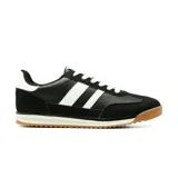 Championes deportivos American Sport modelo Resh Drift, color negro con dos franjas laterales blancas, cordones blancos, suela blanca y base de goma marrón.