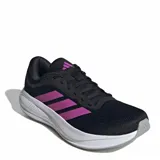 Championes de running Adidas Response Runner 2, color negro con las tres franjas laterales en fucsia vibrante y entresuela blanca.