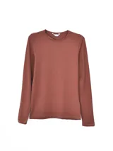 Remera de manga larga con cuello redondo, confeccionada en tejido liso de color negro.