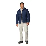 Campera puffer Columbia modelo Powder Lite II, color azul marino, con capucha integrada, cierre frontal completo y bolsillos laterales con cremallera. Cuenta con tecnología Omni-Heat™ termorreflectante y aislamiento sintético Thermarator™.