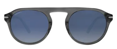 Lentes de sol Serengeti modelo Arthur con armazón de acetato en tono gris translúcido y cristales polarizados en degradé azul.