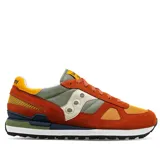 Championes Saucony Shadow Original, color naranja, gris y amarillo. Confeccionados en malla, nylon y ante.