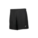 Short deportivo Asics negro de tejido ligero con logo reflectivo en la pierna derecha y cintura elástica con cordón ajustable.