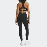 Calza deportiva de tiro alto color negro con detalles curvos en color turquesa y paneles de malla en los laterales. Confeccionada en tejido elástico de alta compresión.