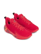 Championes de básquet Under Armour Curry 12 modelo Spark, color rojo intenso. Presentan parte superior de malla transpirable, contrafuerte de TPU moldeado en 3D y amortiguación UA Flow de doble densidad para mayor rebote y agarre en la cancha.