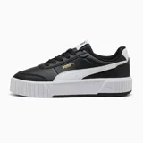 Championes Puma Carina Mía de mujer, color negro con detalles en blanco y dorado.