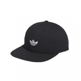 Gorra negra Adidas con logo Shmoo bordado en blanco en el frente.