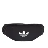 Riñonera Adidas modelo Adicolor Wb de color negro, con cierre superior y el logo del trifolio estampado en blanco en el frente.