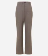 Pantalón de vestir de punto roma con estampado de cuadros príncipe de gales, corte recto y cintura baja.