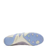 Championes Merrell modelo Relay Fly Vent Se, en color lila. Presentan un diseño moderno con paneles de gamuza y material sintético, cordones blancos y una suela texturizada distintiva en tonos azulados y crema.