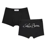 Boxer de algodón color negro, con diseño unisex. Presenta una grifa con el logo de la marca en la parte frontal y una estampa serigráfica en color blanco en la parte trasera.