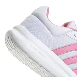 Championes Adidas Lite Racer 4.0 para mujer, color blanco con detalles rosados, con tecnología Cloudfoam en la entresuela.