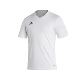 Camiseta de fútbol Adidas Entrada 22, color blanco con logo negro en el pecho. Confeccionada con tejido transpirable AEROREADY y fabricada con material 100% reciclado.