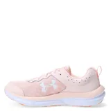 Championes de running Under Armour Charged Assert 10, color negro con logo lateral en blanco y suela con tecnología Charged Cushioning en color blanco.