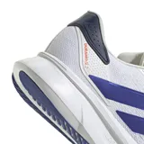 Championes de running Adidas Duramo SL 2, color blanco con detalles en azul y suela blanca.