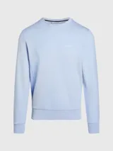 Buzo de cuello redondo Calvin Klein, confeccionado en mezcla de algodón y poliéster. Presenta un diseño de corte regular con puños y bajo de canalé, destacando un micrologo de la marca en contraste en el pecho.