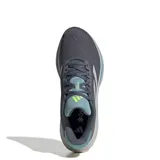 Championes de running Adidas Response Super, color gris con detalles en turquesa y amarillo neón. Presentan el logo de la marca en el lateral y una suela con tecnología de amortiguación.