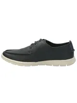Zapato casual de cuero azul navy de la marca Rockford, modelo Adam. Cuenta con suela de goma blanca, cordones y detalles de costuras visibles.