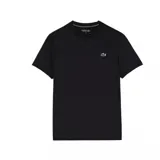 Remera deportiva Lacoste Sport negra de jersey elastizado Ultra Dry, con cuello redondo y logo de cocodrilo bordado en el pecho.