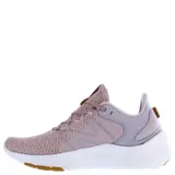 Championes New Balance modelo Roav, color rosado con suela blanca y detalles en tono cuero. Presentan un diseño de tejido de punto transpirable con ajuste tipo media y entresuela acolchada.