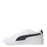 Championes Puma Court Classico de hombre, color blanco con detalles en negro y la inscripción de la marca en dorado en el lateral.