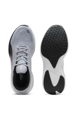 Championes deportivos Puma Scend Pro de color blanco, con detalles en gris y verde lima en el talón, interior y logotipo lateral.
