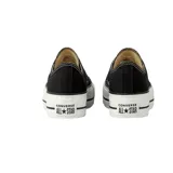 Championes Converse Chuck Taylor All Star Lift OX de lona negra con plataforma blanca y cordones blancos.