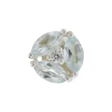 Aros de plata 925 con tres piedras aguamarina y un topacio blanco central.