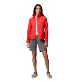 Campera cortaviento Columbia Switchback IV Jacket para mujer, de color rojo, con tecnología Omni-Shield repelente al agua y manchas, cuello alto y capucha desmontable.
