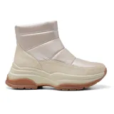 Bota casual color beige con caña corta, plataforma y suela marrón.