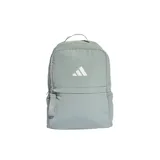Mochila Adidas color verde menta, con cierre principal, bolsillo frontal con cierre, bolsillos laterales de red y el logo de la marca estampado en blanco en el frente. Cuenta con asa superior de mano.