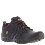 Zapatos Caterpillar Casual Instruct color marrón café, con cordones y logo amarillo en el lateral.