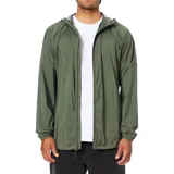 Campera rompevientos Katin color verde militar, con cierre frontal completo, capucha ajustable y puños elásticos. Confeccionada en tejido ligero e impermeable con acabado resistente al agua.