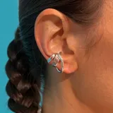 Aro trepador de plata 950, con diseño geométrico y cierre a presión.