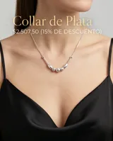 Collar de plata 925 con cadena fina y dije central compuesto por una combinación de esferas lisas, esferas texturadas y piezas alargadas.