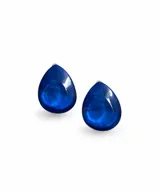 Caravanas artesanales en forma de gota, hechas en resina color azul brillante con cierre de clip.