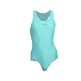 Malla enteriza deportiva color celeste con logo de Fila en el pecho.