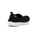 Zapatillas deportivas slip-on Actvitta de color negro con suela blanca flexible, confeccionadas en tejido elástico transpirable sin cordones, con tirador en el talón para facilitar el calce.